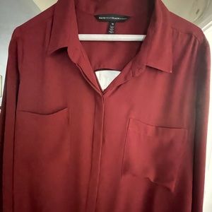 White House Black Market Red Cut out Blouse